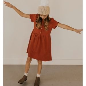 Roolee - Cressida Button Dress - Rust / Firebrick